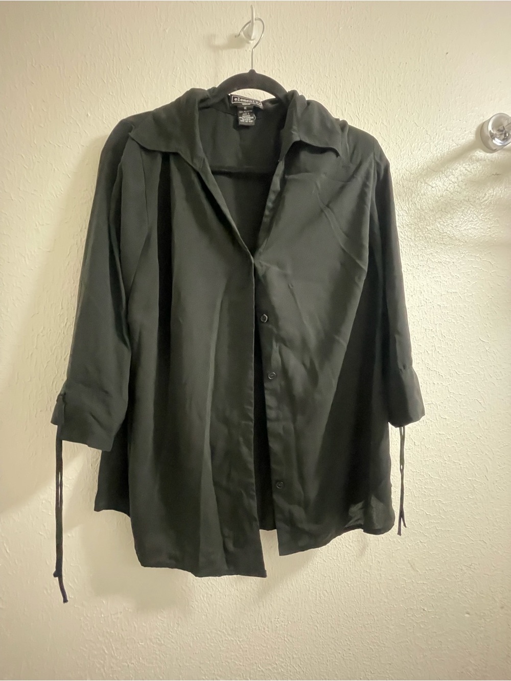 Elementz Black Button Front Lightweight Blouse 1X A2